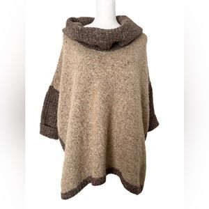 One A Brand Cowl Neck Batwing Sleeve Square Poncho Style Knit Sweater